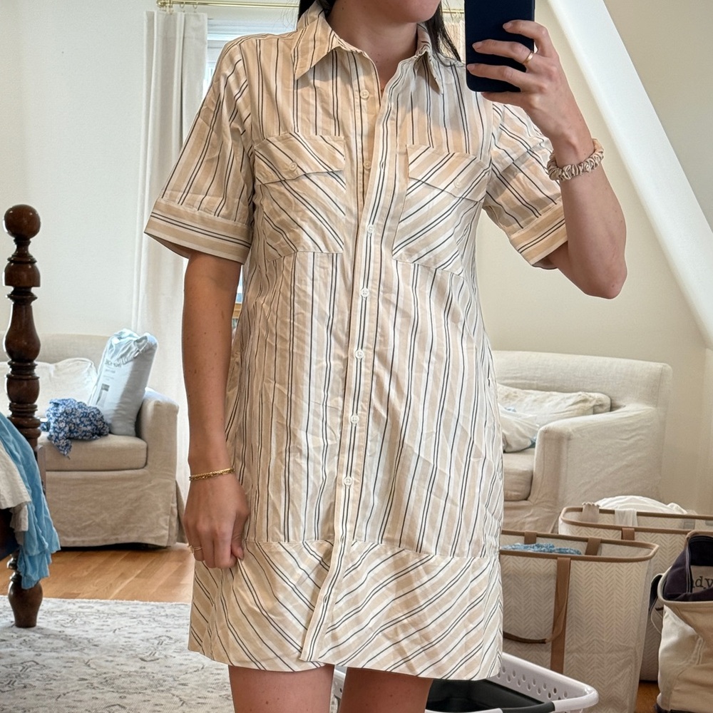 Nordstrom Cream and Tan Patterned Top